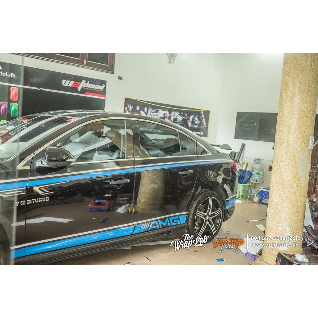 Tem họa tiết xe Cruze AMG Racing - Tem họa tiết ô tô Chevrolet, tem dán sườn xe thể thao