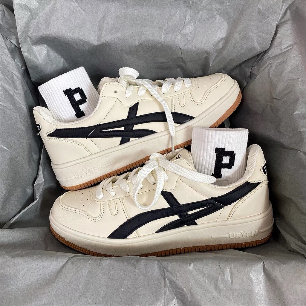 𝗺𝗶𝗲 𝘀𝘁𝘂𝗱𝗶𝗼 - ẢNH THẬT TẠI MIE Giày thể thao sneakers viền đế nâu kẻ sọc đen