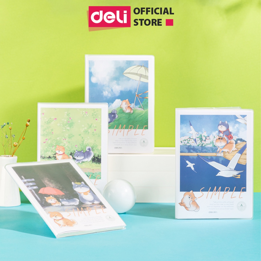 [LIFEMC02BPABAU -10% đơn 250K] Sổ tay ghi chép bìa nhựa A5 không thấm nước 144 trang họa tiết shiba vui nhộn - T3272