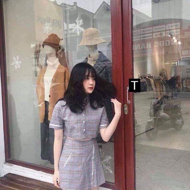 [Mã FAMARAL2 giảm 10K đơn 50K] Sét áo + cv kẻ karo TTY727