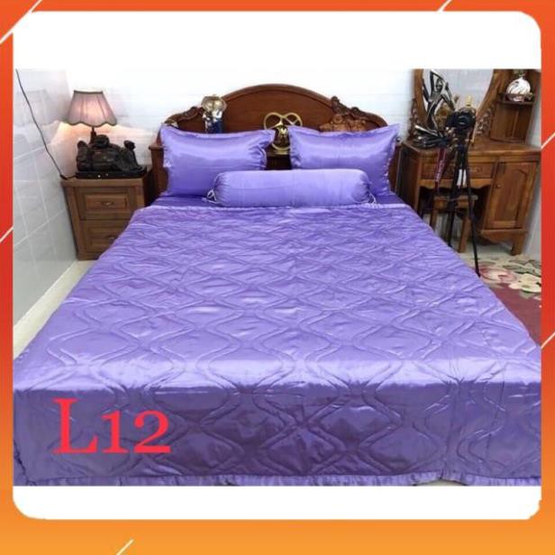 [Sale off] Chăn ga gối phi lụa_L12 (màu tím)