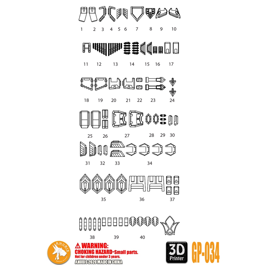 PHỤ KIỆN MOD ANUBIS - CHI TIẾT NHỰA MÔ HÌNH IN 3D CHO HG 1/144 BARBATOS LUPUS REX - GP034