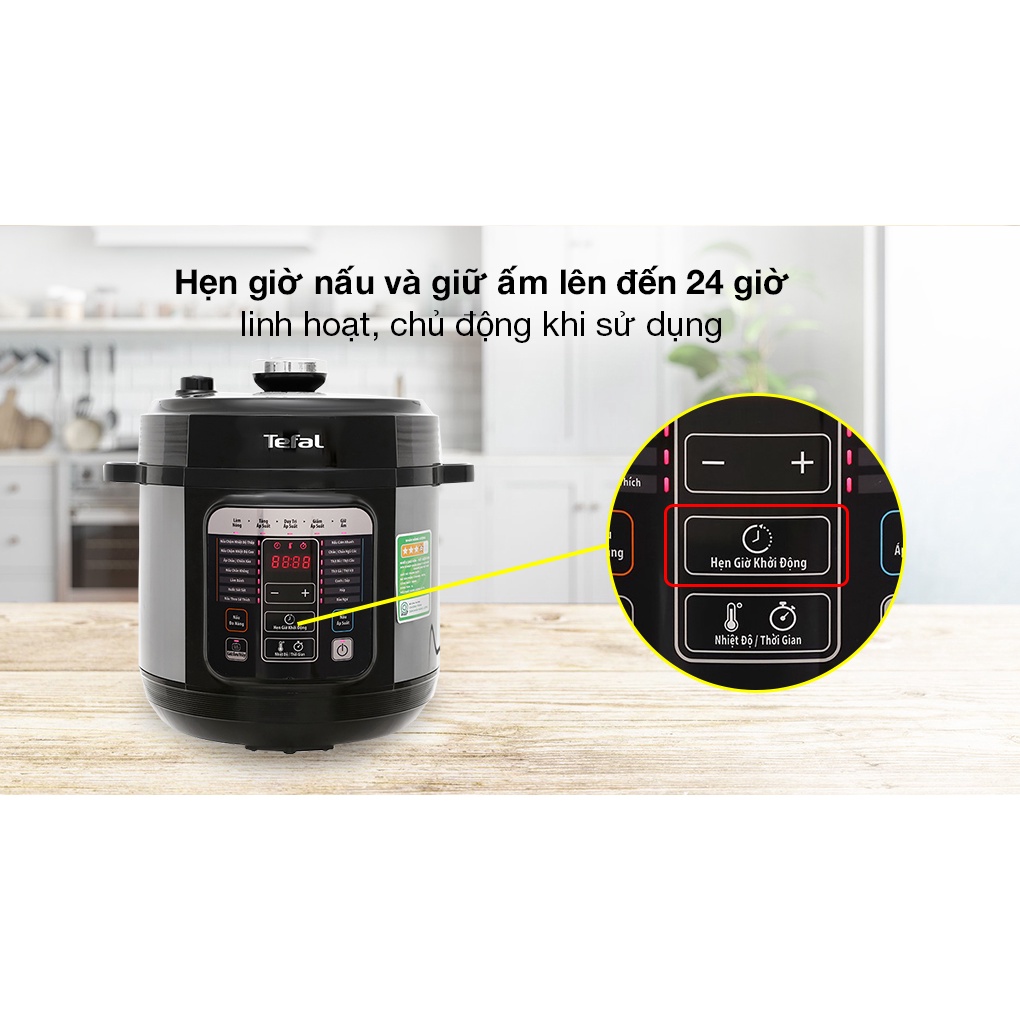 Nồi áp suất điện Tefal  CY601868 - 6L, 1000W - Hàng chính Hãng,Bảo hành 02 Năm