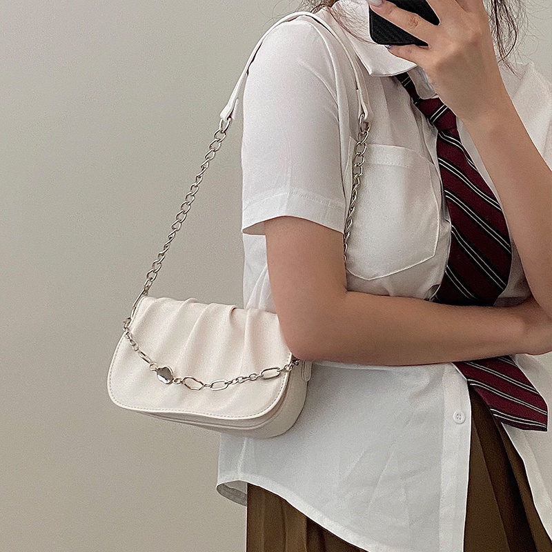 Túi đeo chéo IELGY hình đám mây phối dây xích thời trang cho nữ màu trắng / đen thích hợp dạo phố