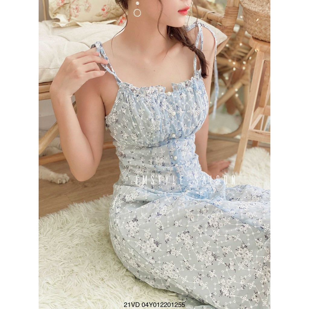 Đầm voan 2 dây cài nút hoa ullzang thời trang nữ FMStyle SaiGon 21VD04Y012201