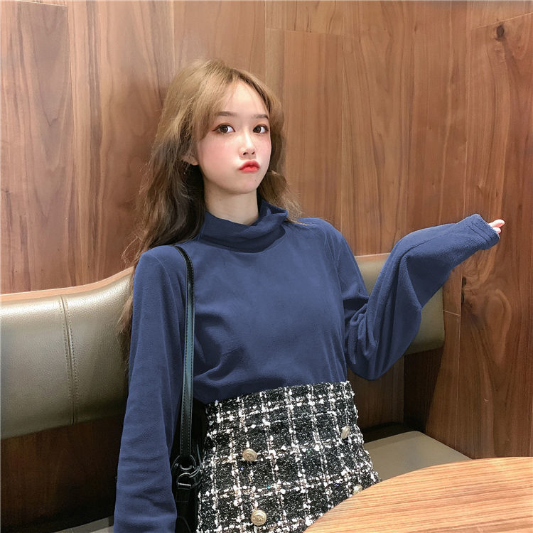Áo Giữ Nhiệt New Korean Long-sleeved Ins High Collar Bottoming Shirt Women