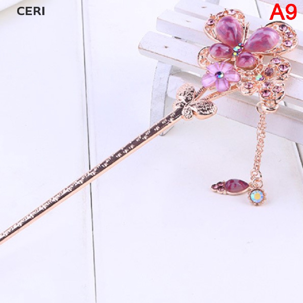 Trâm Cài Tóc Hình Hoa Đính Đá Nhiều Màu Sắc Phong Cách Trung Hoa Cổ Điển Cho Nữ