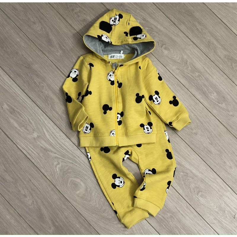 Bộ khoác nỉ hoạ tiết mickey cho bé trai bé gái