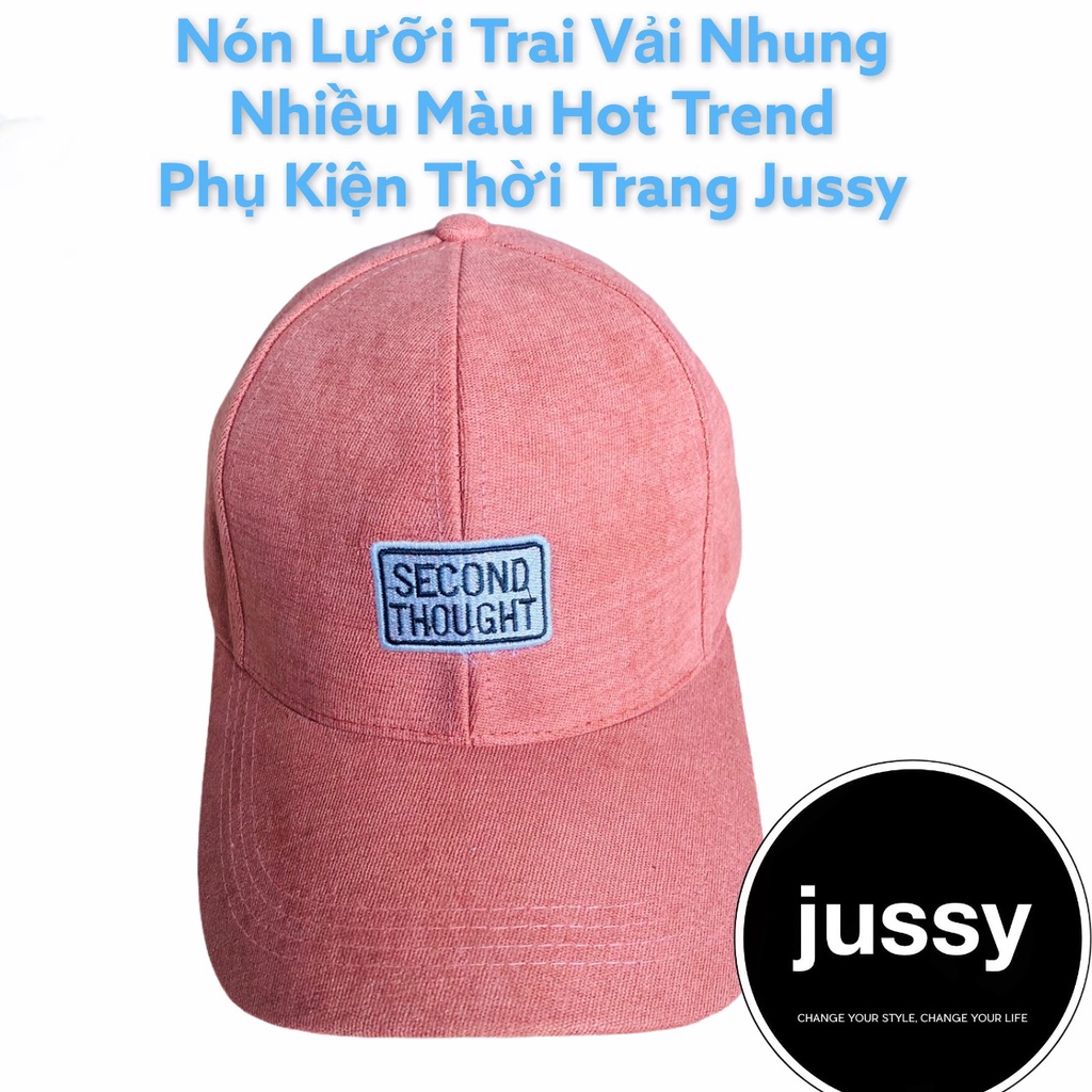 Nón Lưỡi Trai Nam Nữ Chất Liệu Nhung Mịn Thêu Chữ Nổi Second Thought, Mũ Kết Có Khóa Điều Chỉnh Vòng Đầu