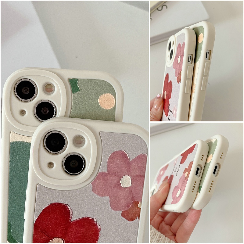 Realme C20 C11 C21Y C25Y C12 C15 C25 C25S C17 Narzo 20 30A 7i 5i 5s 5 2021 2020 ins retro Green Red Flower Silicone Shockproof Full Oval lens protection Soft Phone Case Back Cover DY 41
