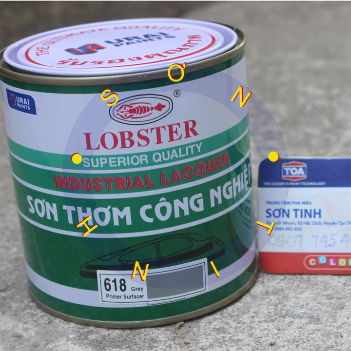 Sơn thơm công nghiệp Lobster lót màu xám 618 Grey Primer Surfacer 800ml