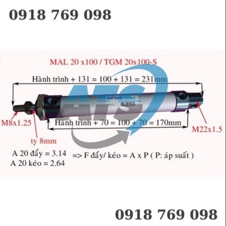 XI LANH KHÍ NÉN TRÒN MAL 20X25, 20X50, 20X75, 20X100, 20X150, 20X200, 20X250, 20X300 XI LANH HƠI TRÒN MAL