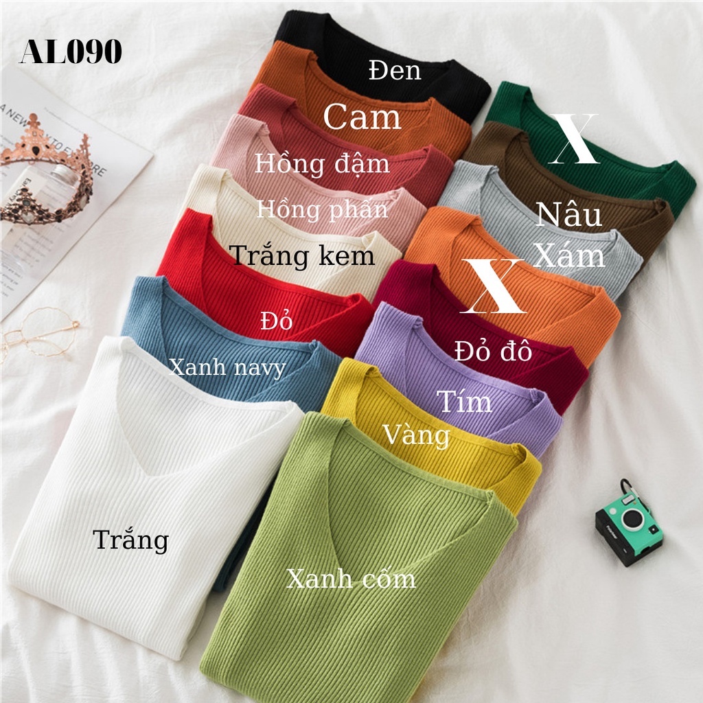 L090 - Áo len nữ đẹp cổ tim hàng Quảng Châu cao câp (Kèm ảnh thật)