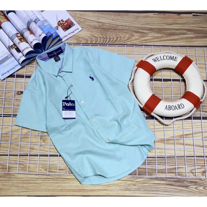 Áo sơ mi màu trơn tay ngắn cho bé trai a025 5 màu sắc