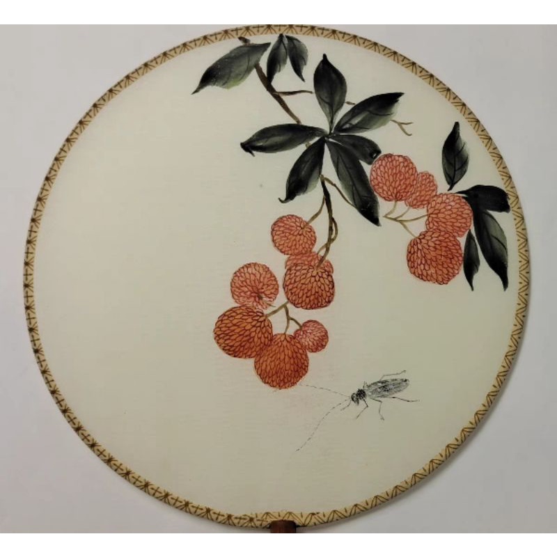 Quạt tròn trơn cổ trang cầm tay có thể dùng để vẽ đính và thêu thêm hoạ tiết