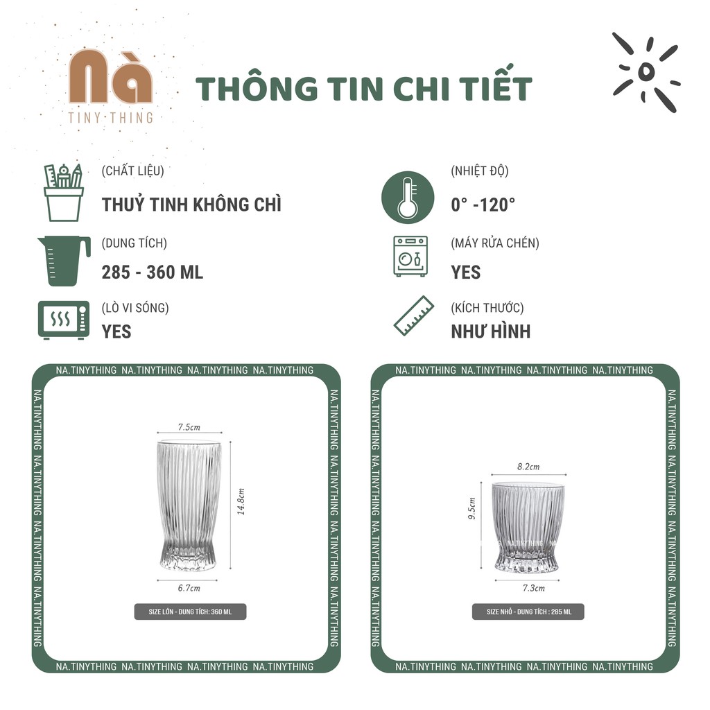 Ly cốc thuỷ tinh chiu nhiệt dùng uống nước và cà phê kiểu dáng tròn, hoạ tiết hiện đại phong cách Hàn Quốc NA0049
