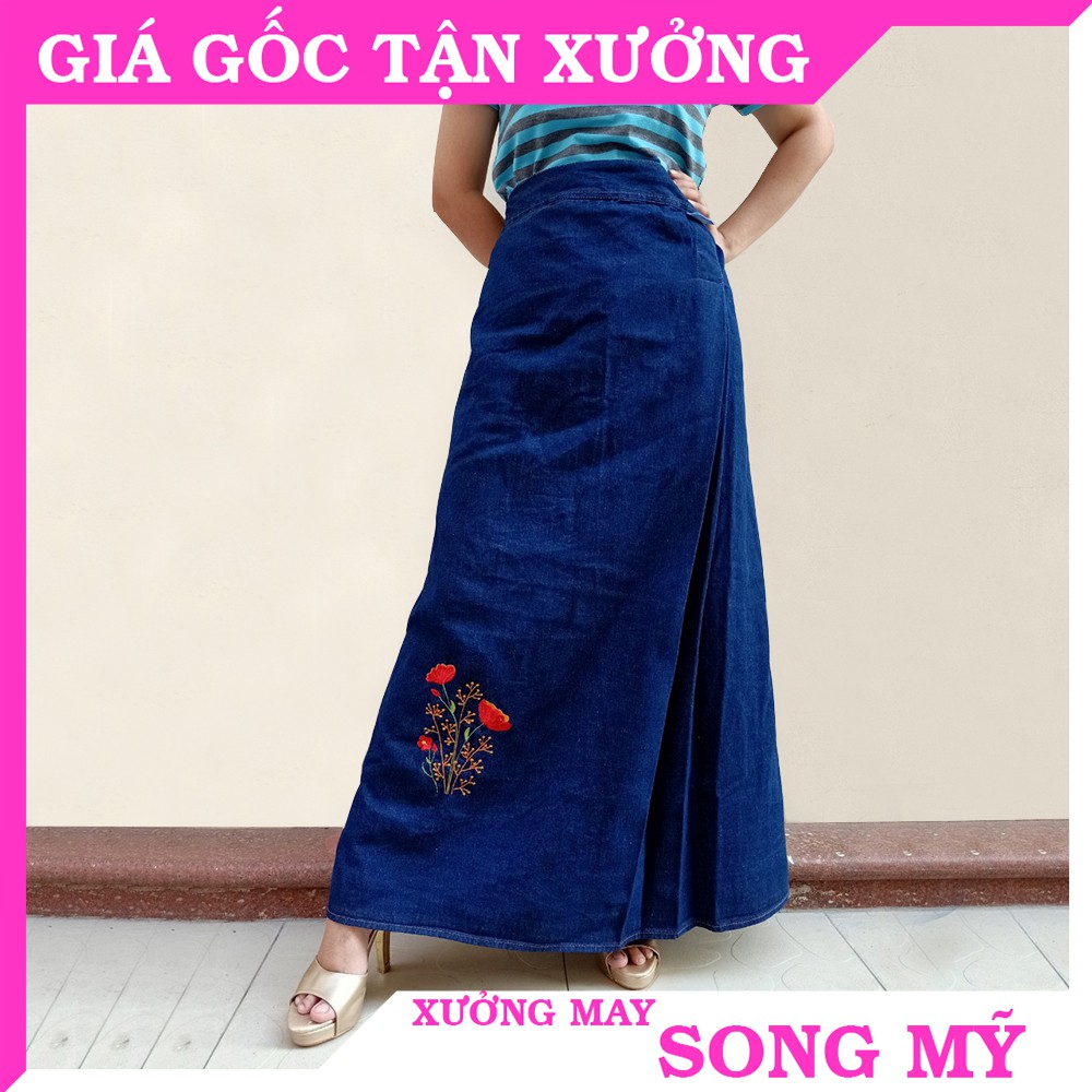 Váy Chống Nắng Nữ Vải Jean Mềm Cao Cấp Có Chân Váy Dài & Có Thêu Họa Tiết Hoa Dạ Yến Thảo Nổi Bật Song Mỹ Shop