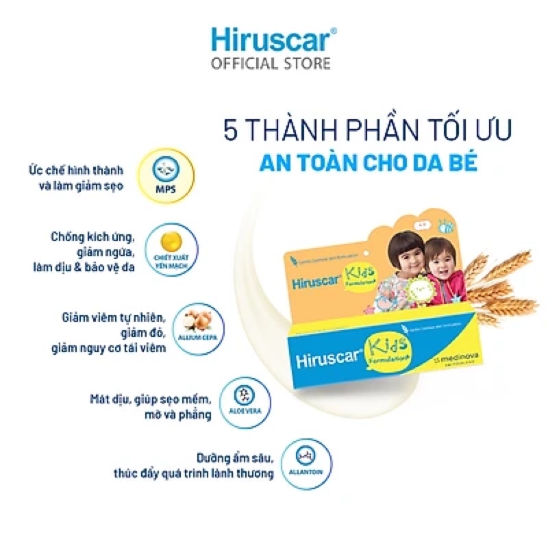 Gel Cải Thiện Sẹo Và Vết Thâm Ngứa Trẻ Em Hiruscar Kids 10G