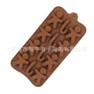 Khuôn silicon nâu giáng sinh hình người que kẹo