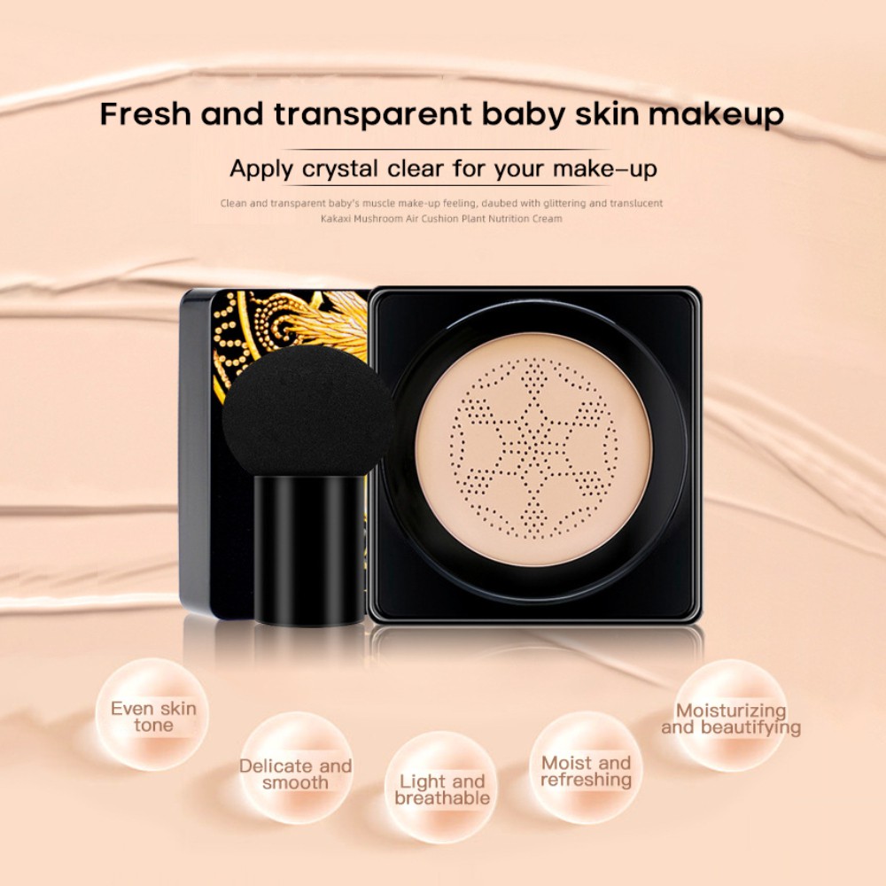 (Hàng Mới Về) Kem Bb Air Cushion Làm Trắng Che Khuyết Điểm Kiểm Soát Dầu Kèm Bông Trang Điểm Hình Nấm Dismoi