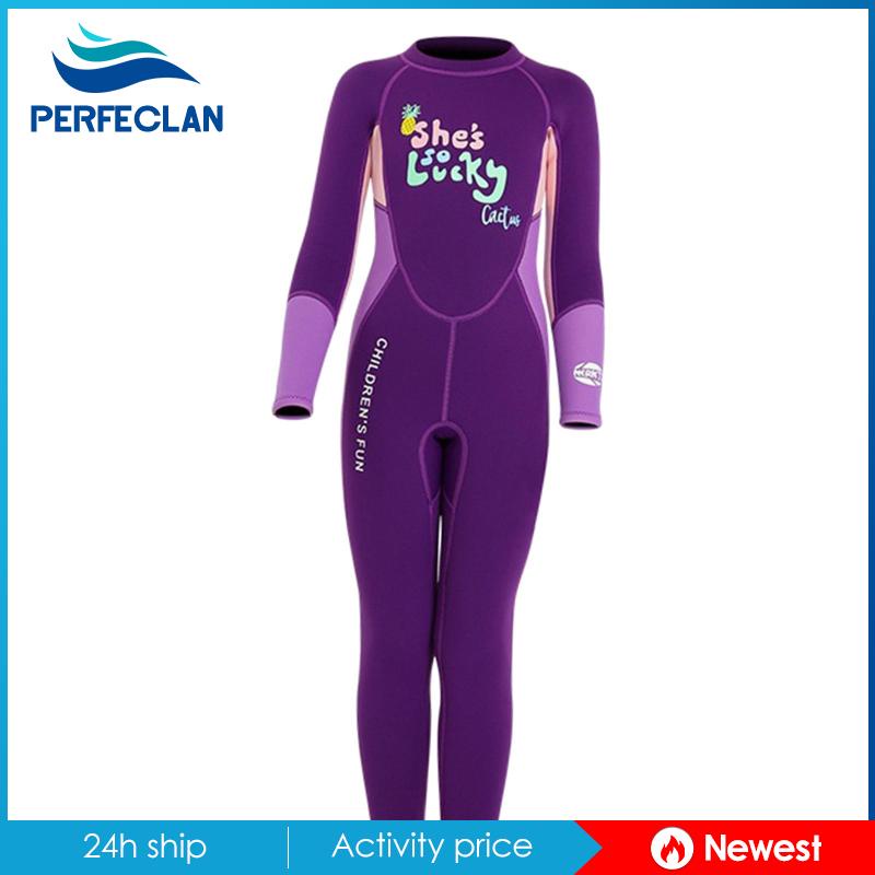 Bộ Đồ Lặn Một Mảnh Tay Dài Dày 2.5MM Cho Bé Gái