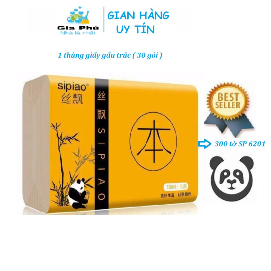 ( 1 THÙNG ) 30 gói khăn giấy ăn GẤU TRÚC GIA PHÚ 300 tờ SP 6021