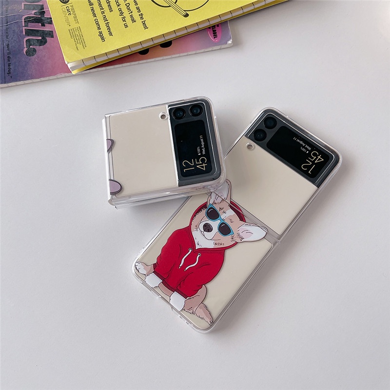 Ốp Điện Thoại Nắp Gập In Hình Chú Chó Đeo Kính Râm Dễ Thương Cho Samsung Galaxy Z Flip 4 Z Flip 4 5G Z Flip 4 Zflip4 Z Flip 4