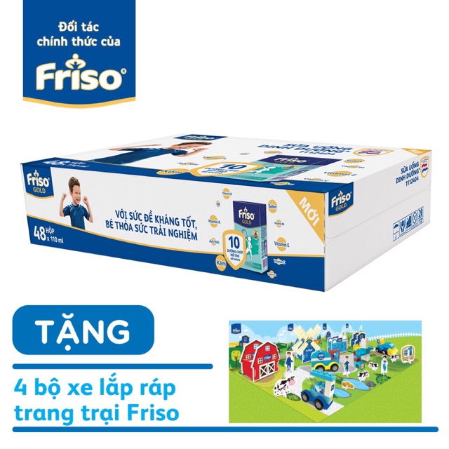 Thùng 48 hộp Sữa Bột Pha Sẵn Friso Gold 110ml ( tặng quà)