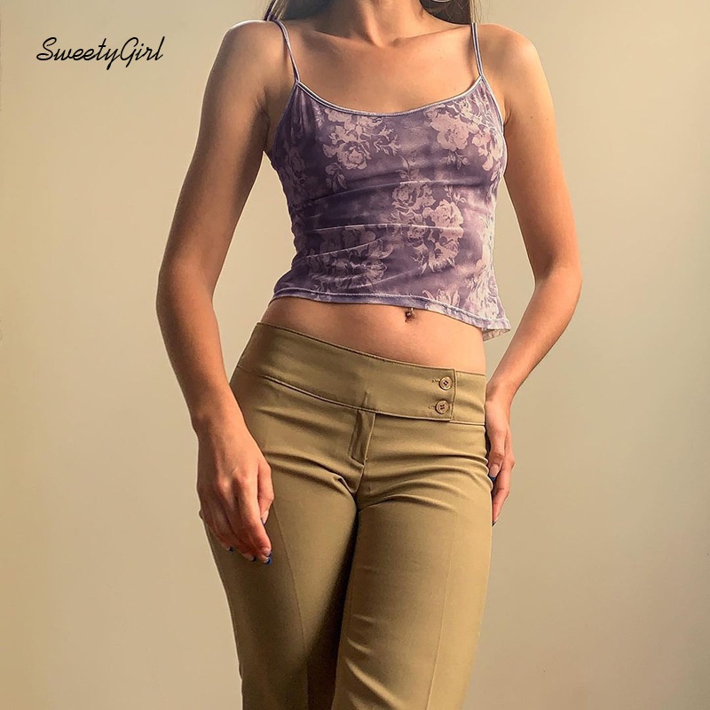 Áo Hai Dây Cổ Tròn Hở Vai In Họa Tiết Hoa Thời Trang Dành Cho Nữ 2022