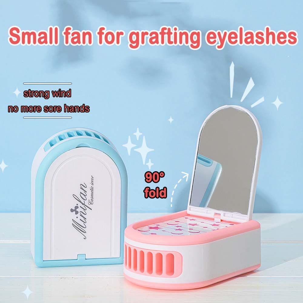 Quạt Thổi Khô Keo Dán Lông Mi Giả Bằng ABS Kèm Gương Mini Chất Lượng Cao