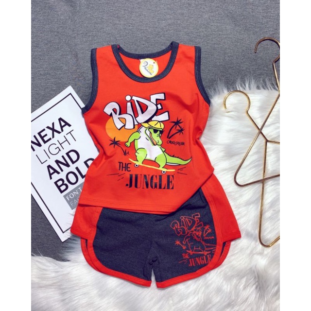 (8-22kg) Bộ ba lỗ sát nách quần đùi bé trai thun cotton 4 chiều