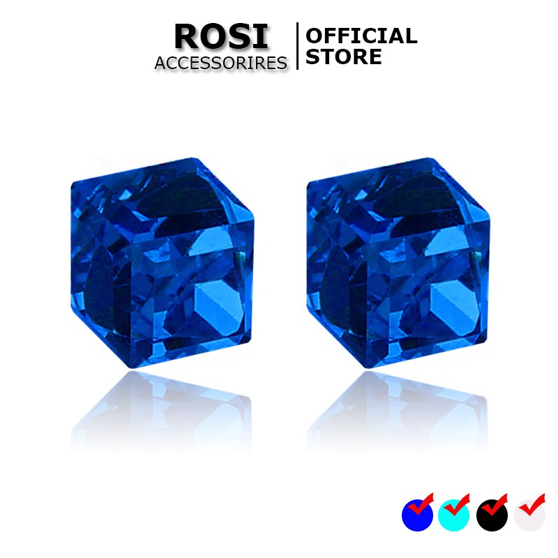 Khuyên Tai Nam Châm Khối Tinh Thể, Khuyên Tai Không Cần Bấm Lỗ (1 Đôi)