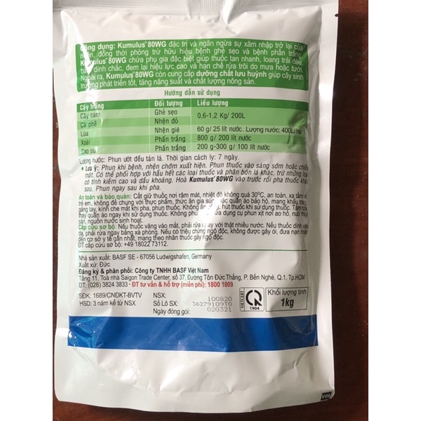 Kumulus đặc trị bệnh phấn trắng,ghẻ sẹo,nhện đỏ và nhện gié