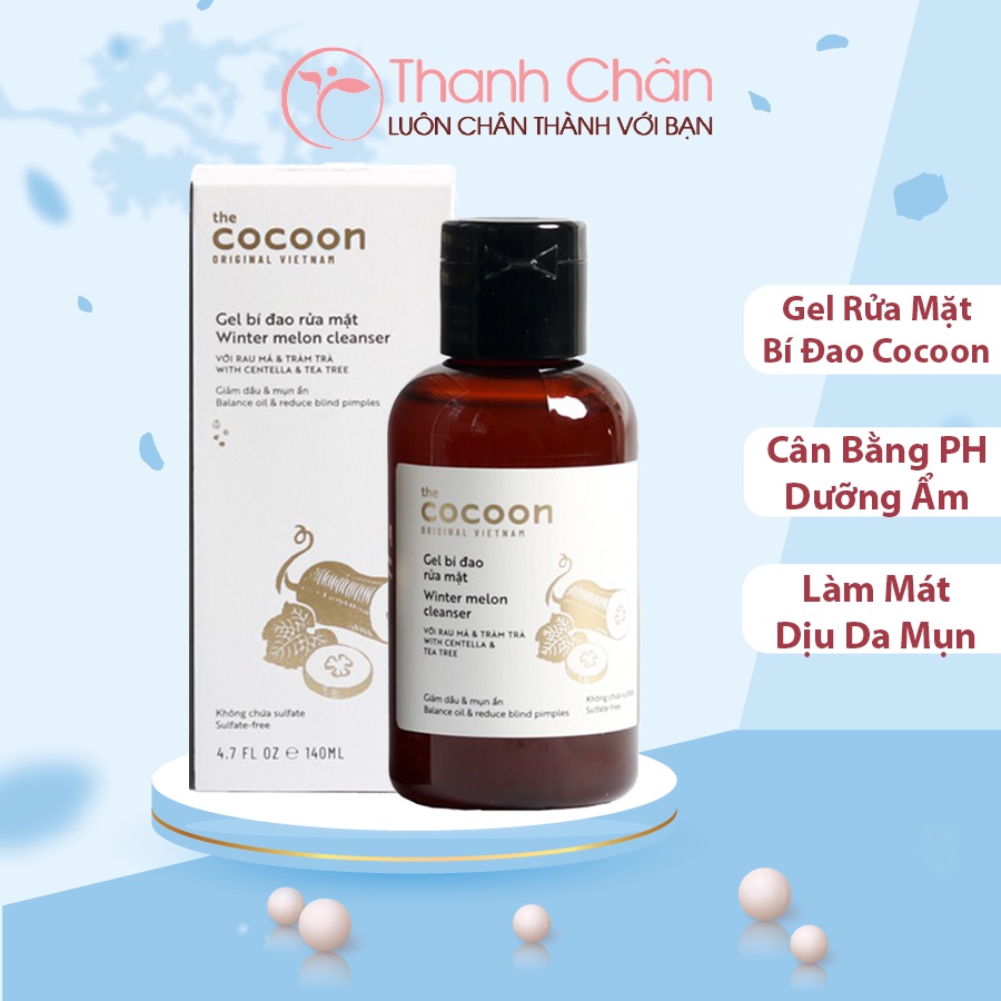 Gel Rửa Mặt Làm Sạch Da Dịu Nhẹ Chiết Xuất Bí Đao COCOON 140ml