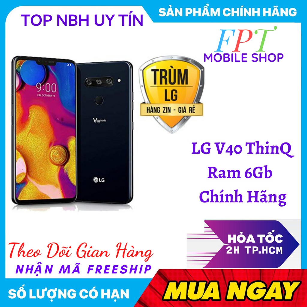 Điện Thoại LG V40 ThinQ HÀN  Chính Hãng-Chơi PUBG/Liên Quân mướt Màn hình: P-OLED, 6.4", Quad HD+ (2K+)