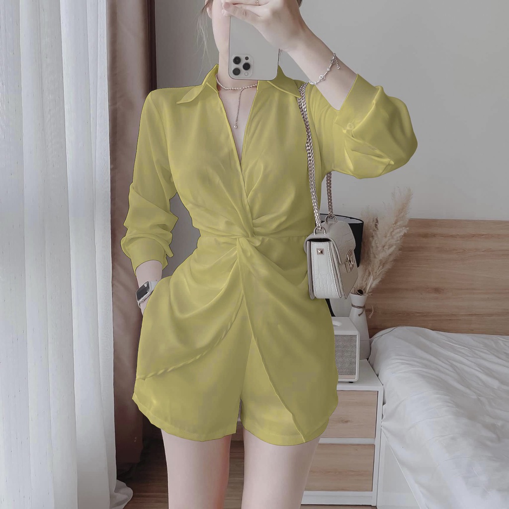Set Bộ Sơ Mi Nhúm Xoắn Eo SV48