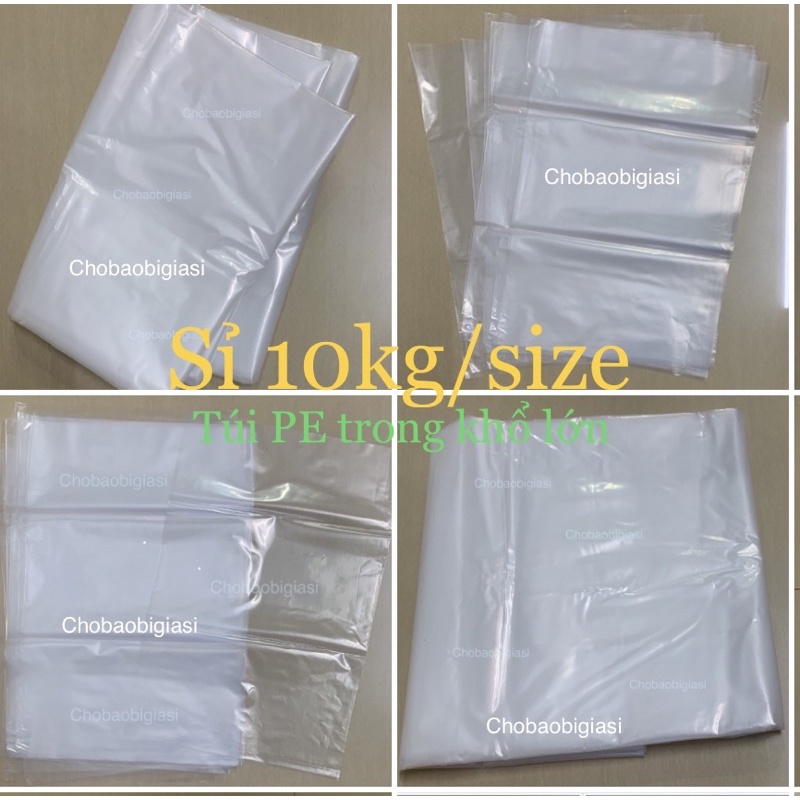 {Giá sỉ 10kg/Size} Túi PE khổ lớn, túi PE dẻo hàng trong, bóng, đẹp, độ dày 5 dem (có sẵn nhiều Size)