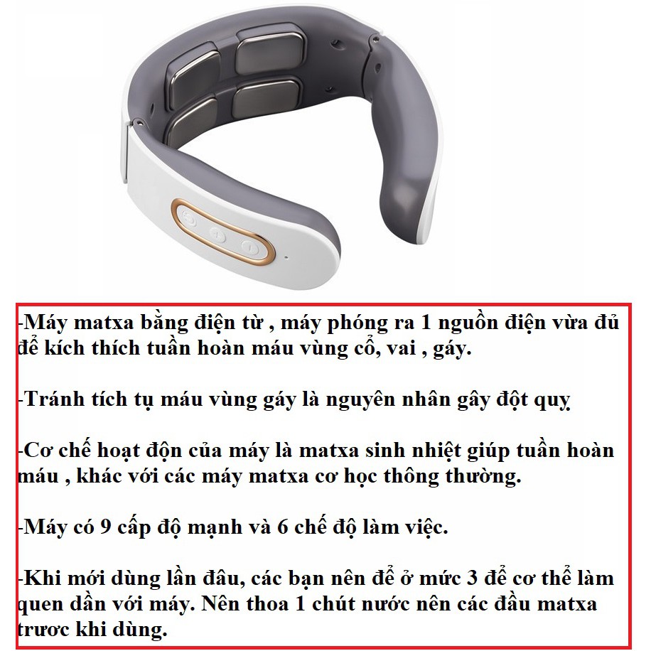 Máy massage cổ vai gáy cao cấp JT- 809, có chườm nóng 42 độ C - 4 đầu tiếp xúc, 6 chế độ mat xa, 9 cường độ