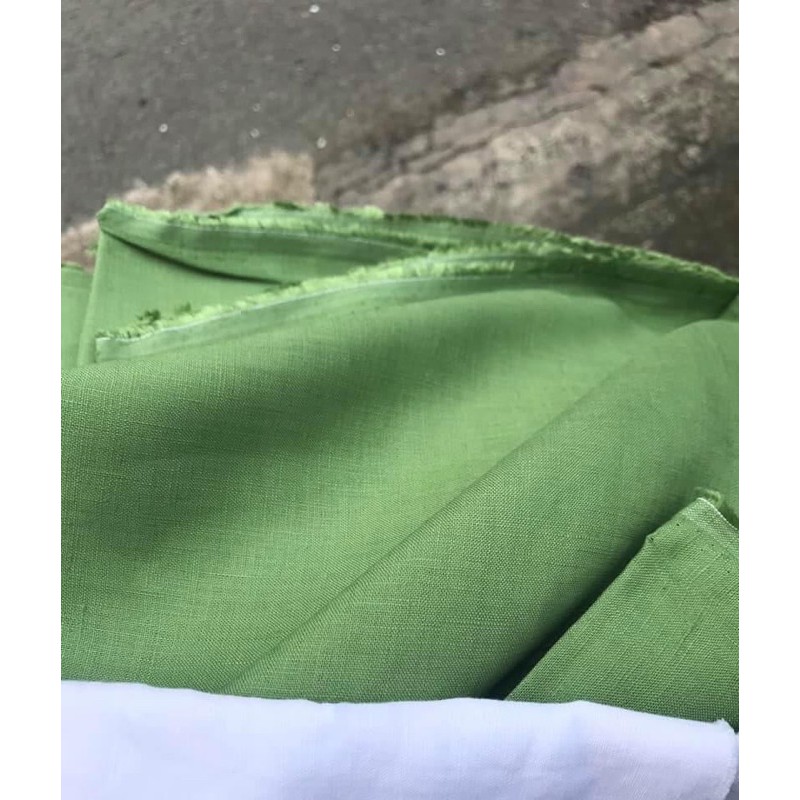 vải linen tưng premium màu xanh cốm!