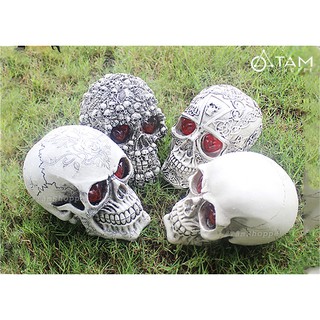 [CÓ ĐÈN LED] Mô hình đầu lâu hộp sọ trang trí mắt đèn Led trái tim đổi màu HLW-ĐLHS-02