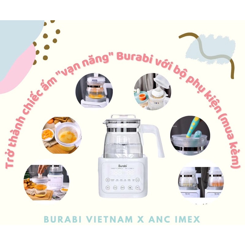 [BẢO HÀNH CHÍNH HÃNG] ẤM ĐUN NƯỚC SIÊU TỐC ĐA CHỨC NĂNG BURABI