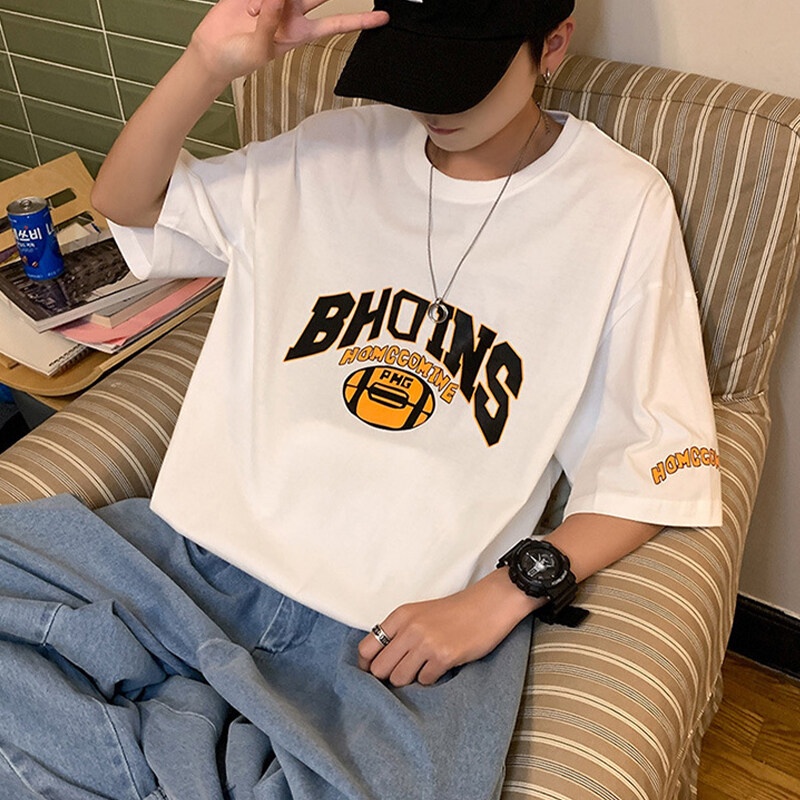 Áo thun Aokang tay lửng dáng rộng in hình phong cách hip hop đường phố Mỹ cho nam tùy chọn màu sắc