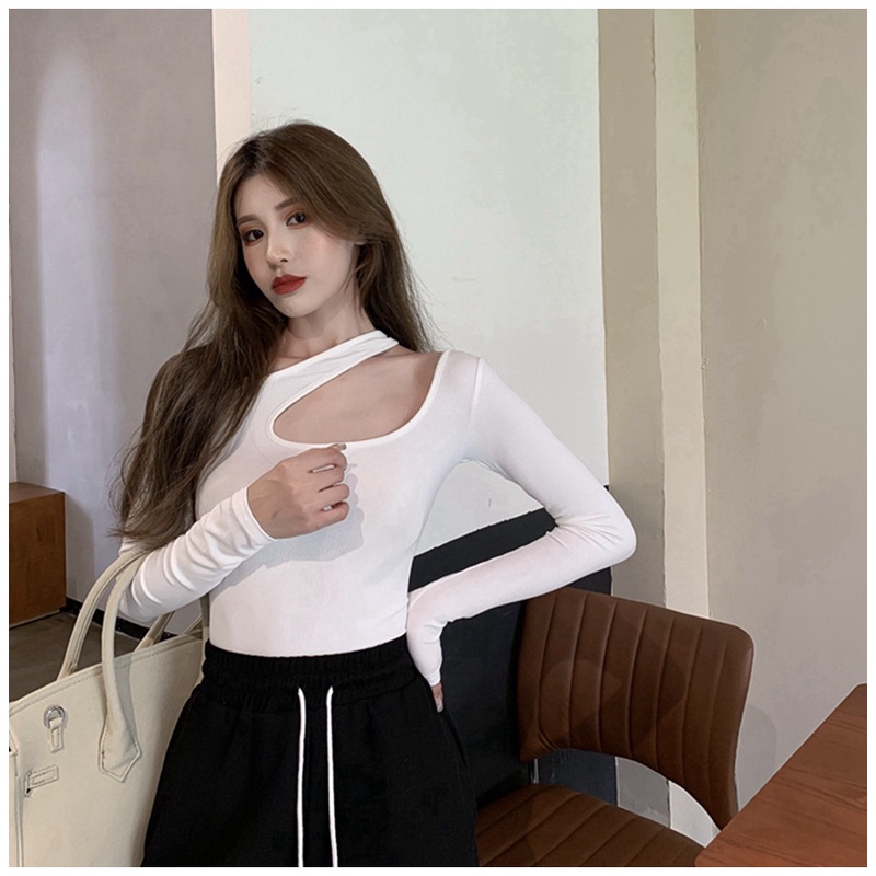 Áo thun lệch vai tay dài quyến rũ thời trang sành điệu cho nữ