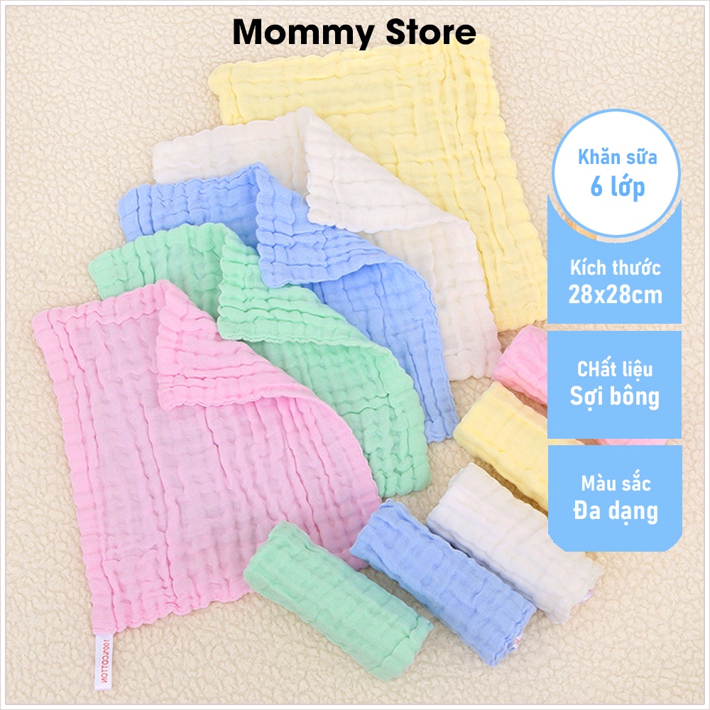 Khăn sữa sợi tre MOMMY 6 lớp mềm mại cho bé sơ sinh 1 khăn