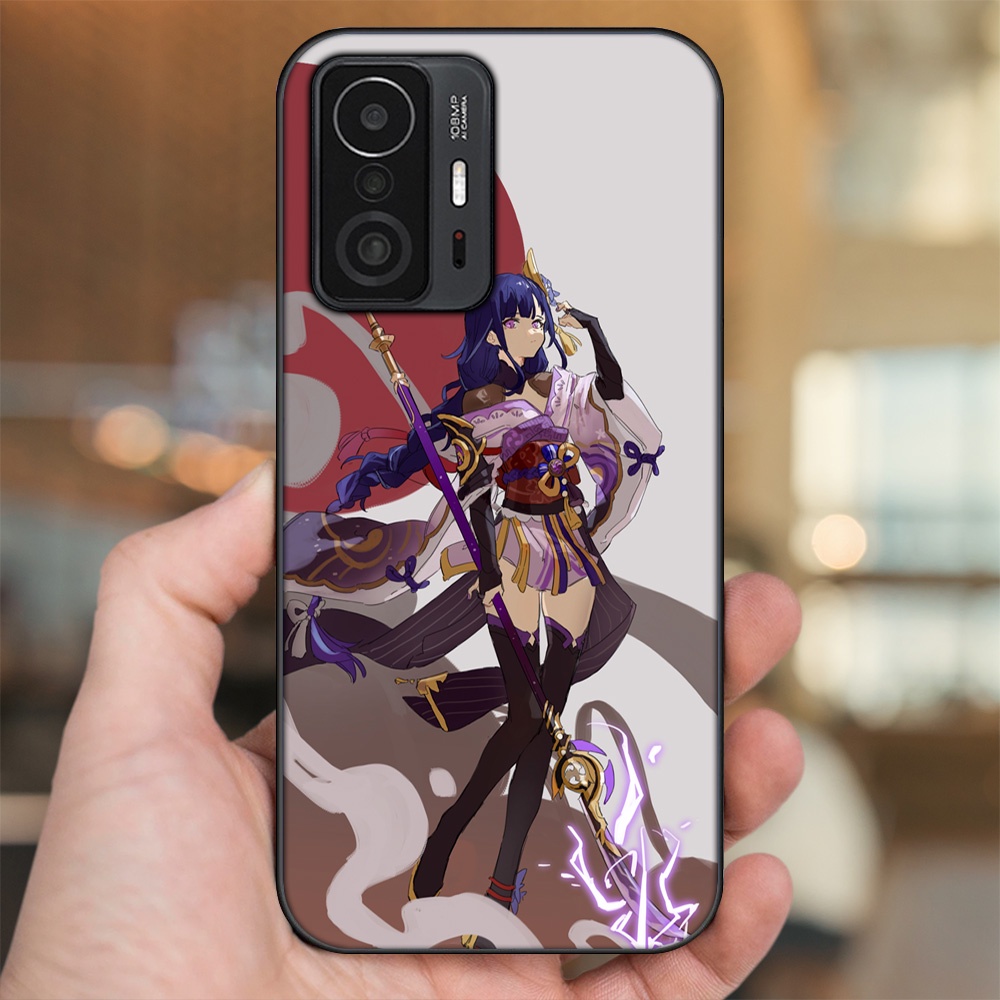 Ốp lưng Xiaomi 11T viền đen in hình Raiden Shogun Genshin Impact