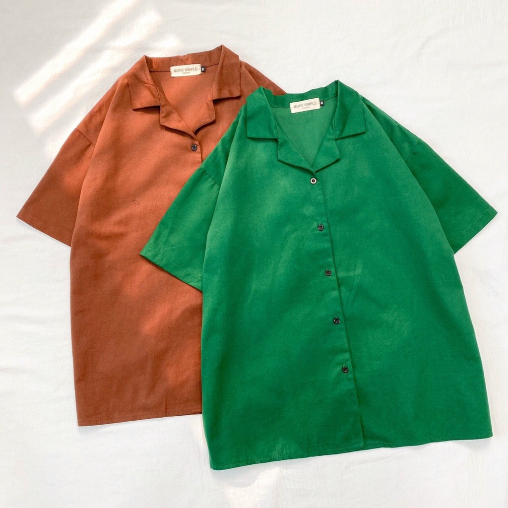 Set Đồ Bộ Nữ RI Form Rộng Áo Sơ Mi Tay Ngắn Và Quần Short Ống Rộng Lưng Cao Màu Sắc Trendy Phong Cách Ulzzang