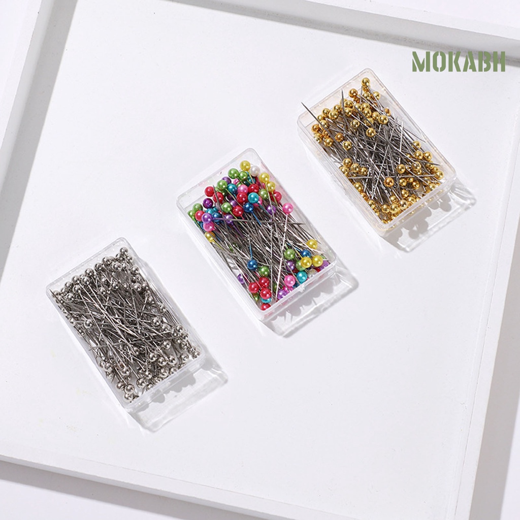 Hộp 100 Ghim Kim Khâu Hình Tròn Nhiều Màu Sắc Kèm Hộp Đựng Tiện Lợi
