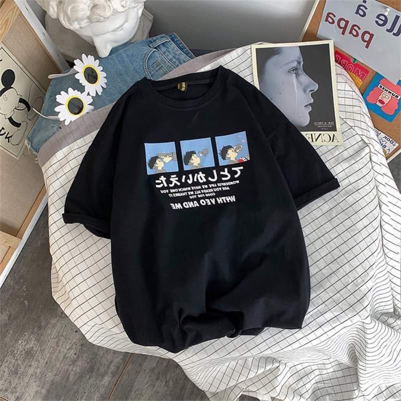 Áo phông tay lỡ form rộng unisex nam nữ, taobao 1688