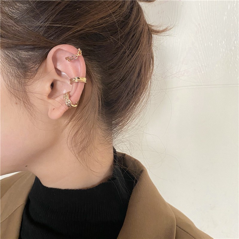 Set khuyên kẹp vành tai kim loại thiết kế đơn giản cá tính hợp thời trang không cần xỏ lỗ