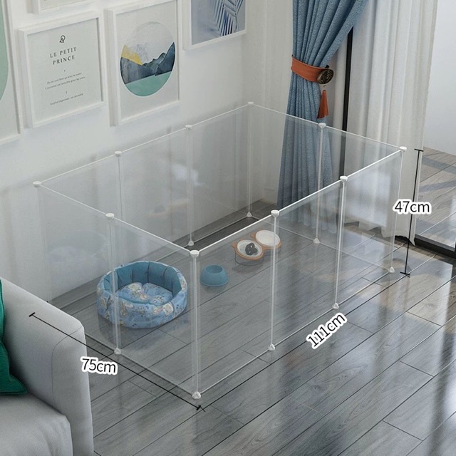 Chuồng Quây Thú Cưng,Lồng Nuôi Chó Mèo Size 45x35cm Nhựa Trắng Trong Suốt